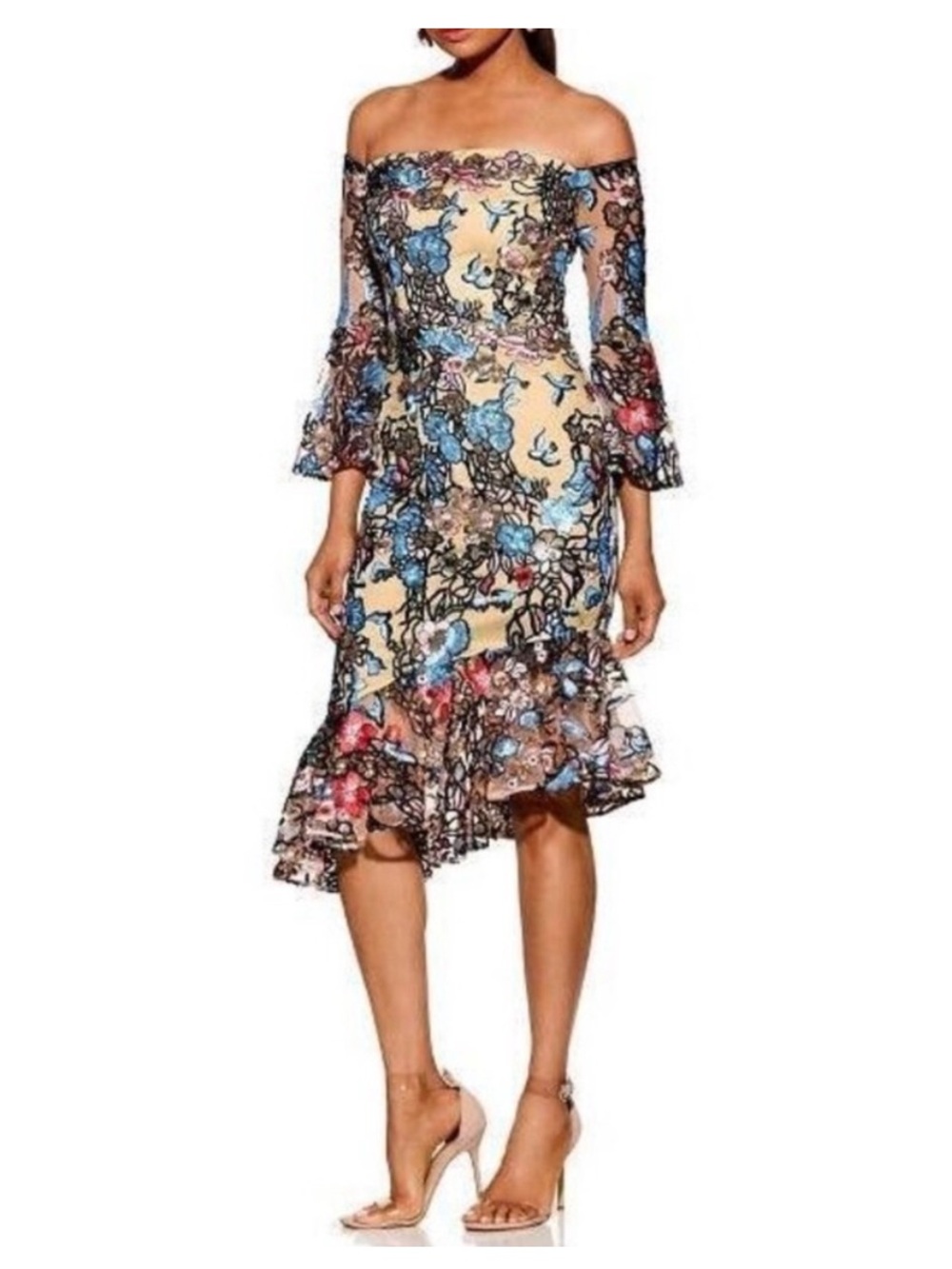 NWT Alexia Admor sequin off shoulder ruffled dress